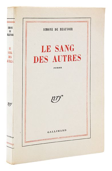 Cover of the first edition of Beauvoir's novel Le Sang des Autres, in the classic and rather plain Gallimard style.