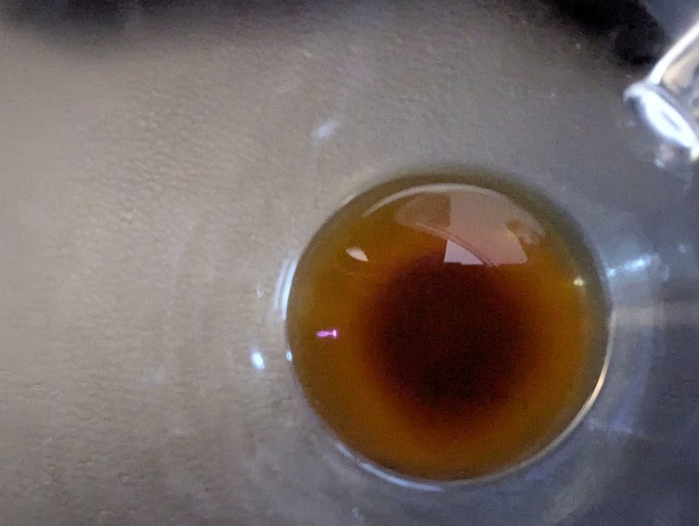 The bottom of the coffee with a distinct dark layer of sediment