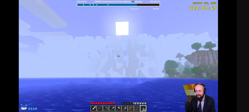 A screenshot of the Livestream, KurtJMac reaching the "Far Lands" in Minecraft