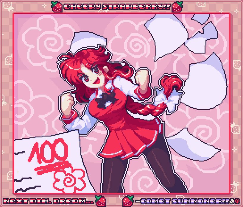 Professor Okazaki Yumemi from Touhou 3 THE Phantasmagoria of Dimensional Dream or Touhou Teapot for short! The best game in the series! She scores 100% on every exam because she's just that smart! She likes strawberries!