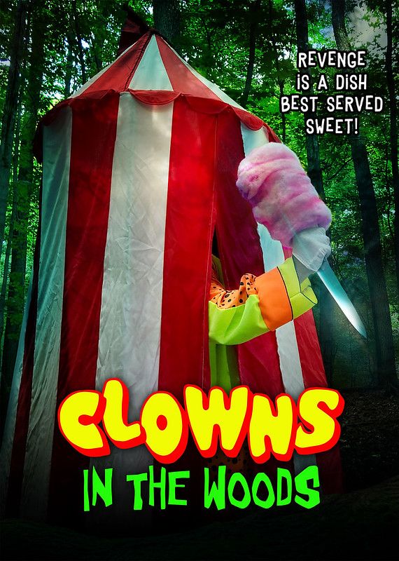 Clowns in the Woods movie poster. Photo compositing and digital art. 