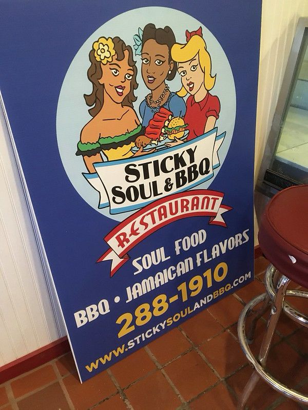 Sticky Soul and BBQ sign. 
