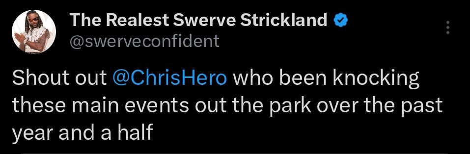 Swerve praising Hero on Twitter 