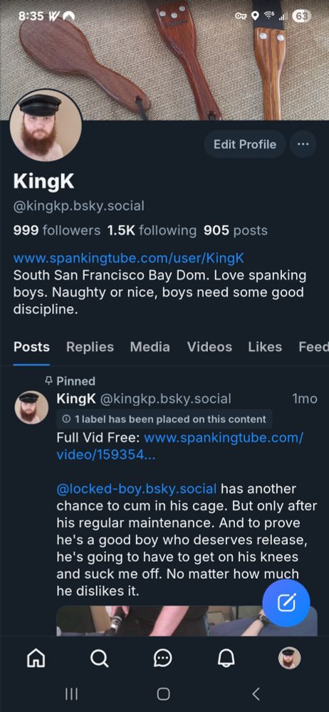 My profile. Sitting at 999 followers