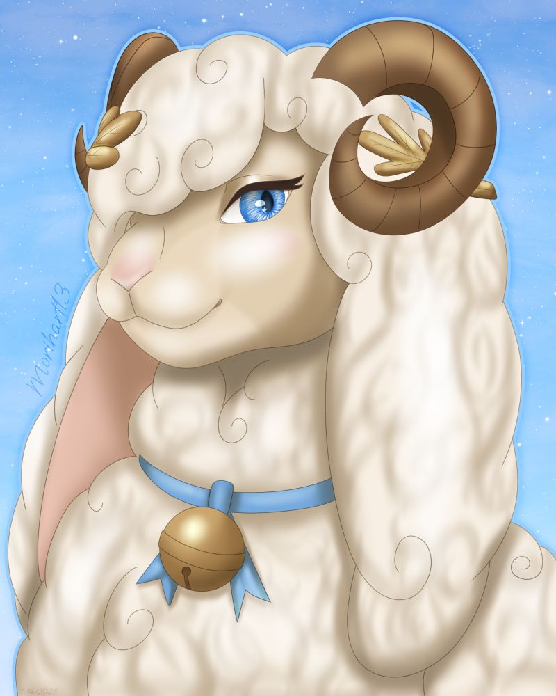 Roux the bunny sheep bust drawing