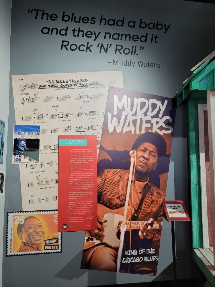 Some of the Muddy Waters items on display at the Illinois Rock and Roll Museum.