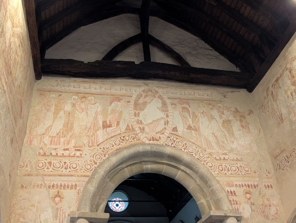 Medieval wall painting, Church of St John the Baptist near Hassocks. Remained hidden under whitewash for centuries following the Reformation.