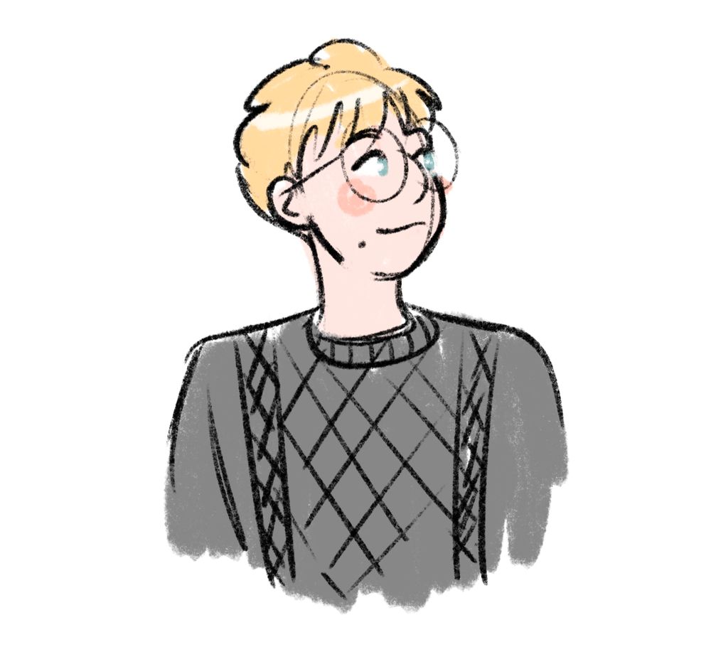 doodle of phil wearing a knitted jumper 