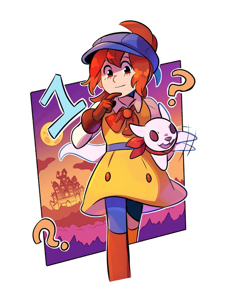 Drawing of the main character of Oddity Woods, Marietta