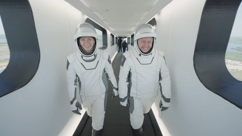 All Aboard! Astronauts Climb Into Dragon for NASA Crewed Mission