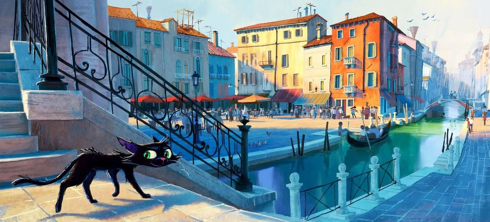 Un chat noir dans les rues de l’Italie