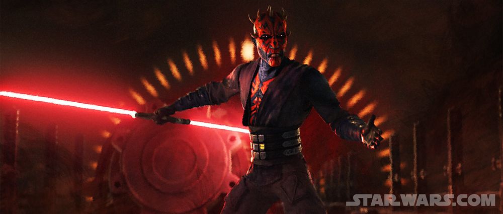 Dark Maul avec un double sabre laser 