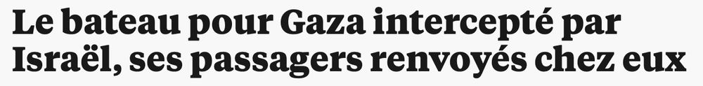 Le bateau pour Gaza intercepté par Israël, ses passagers renvoyés chez eux