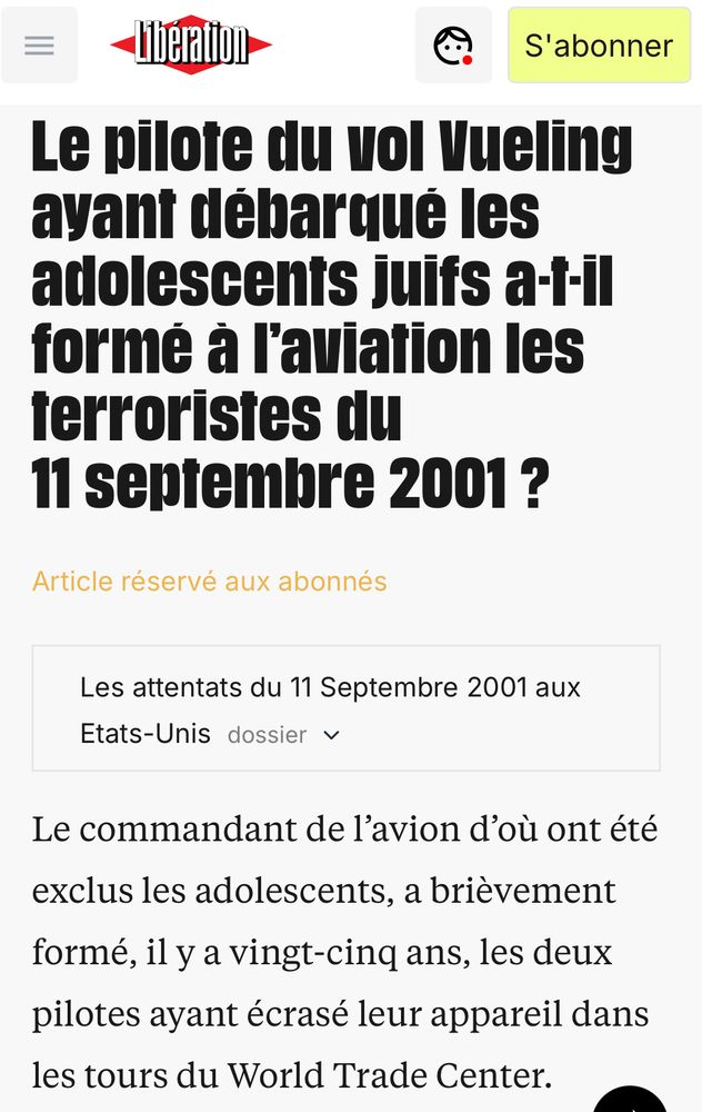 Le pilote du vol Vueling ayant débarqué les adolescents juifs a-t-il formé à l’aviation les terroristes du 11 septembre 2001?