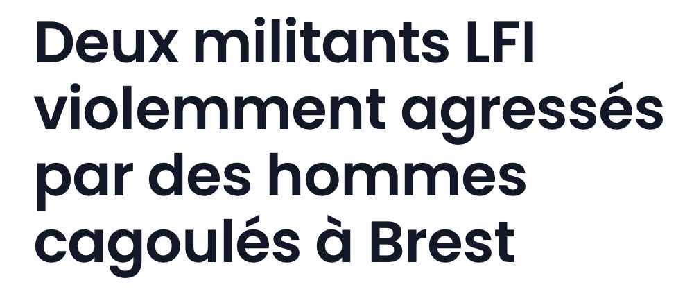 Deux militants LFI violemment agressés par des hommes cagoulés à Brest