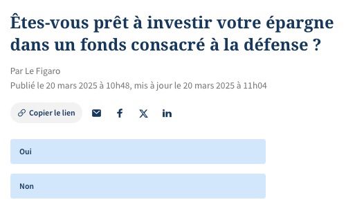 Êtes-vous prêt à investir votre épargne dans un fonds consacré à la défense ?