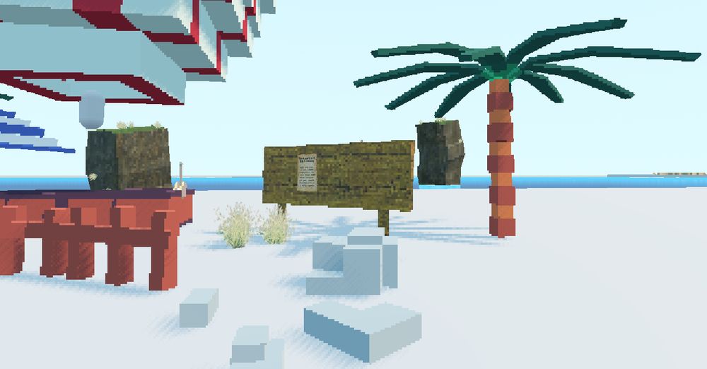 Low poly rocks, fence and palm tree