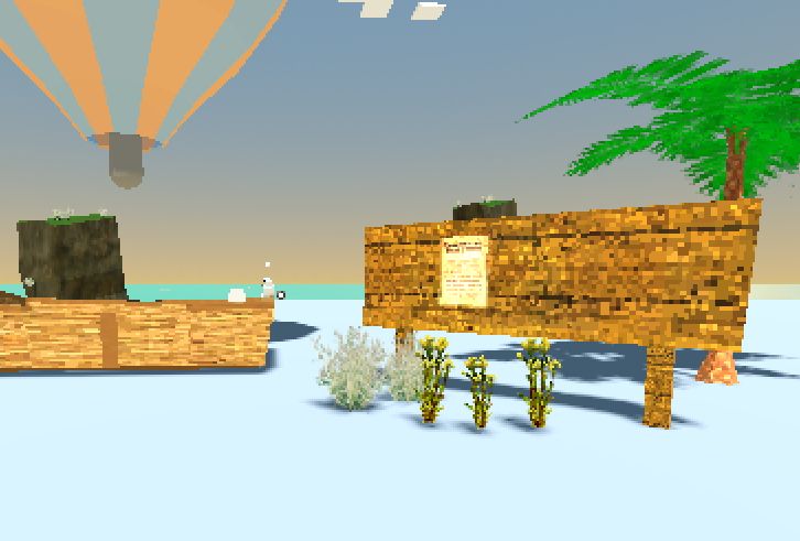 Low poly scene, some yellow flowers can be seen on the ground