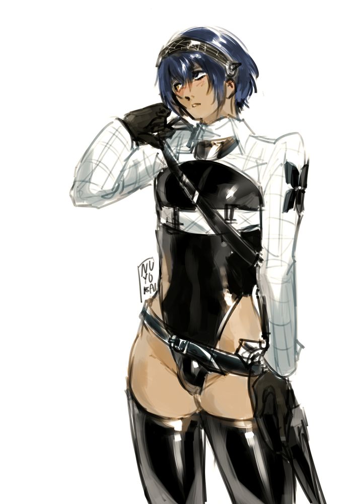 Digital sketch of Will from Metaphor: ReFantazio. He's wearing a latex fetish version of his canon outfit.