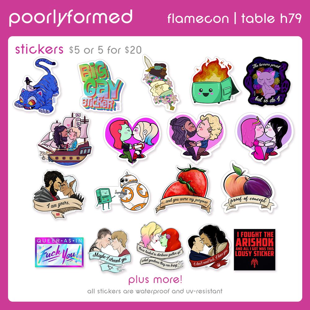 graphic showing some of my stickers