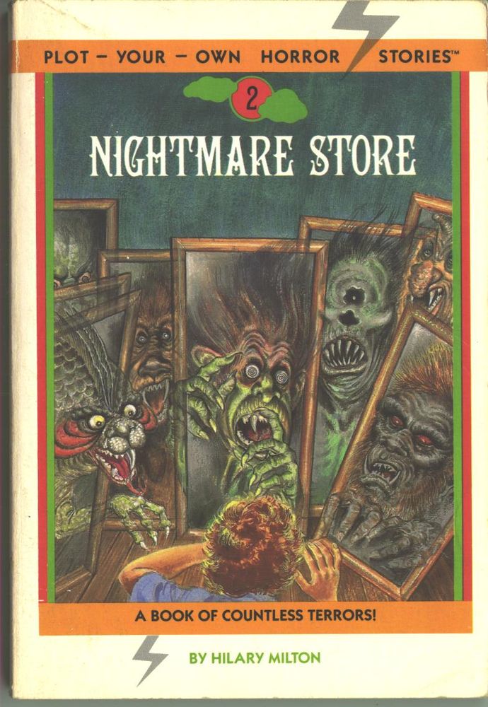 Cover of the book "Nightmare Store" by Hilary Milton. Subtitle "A book of countless terrors!"