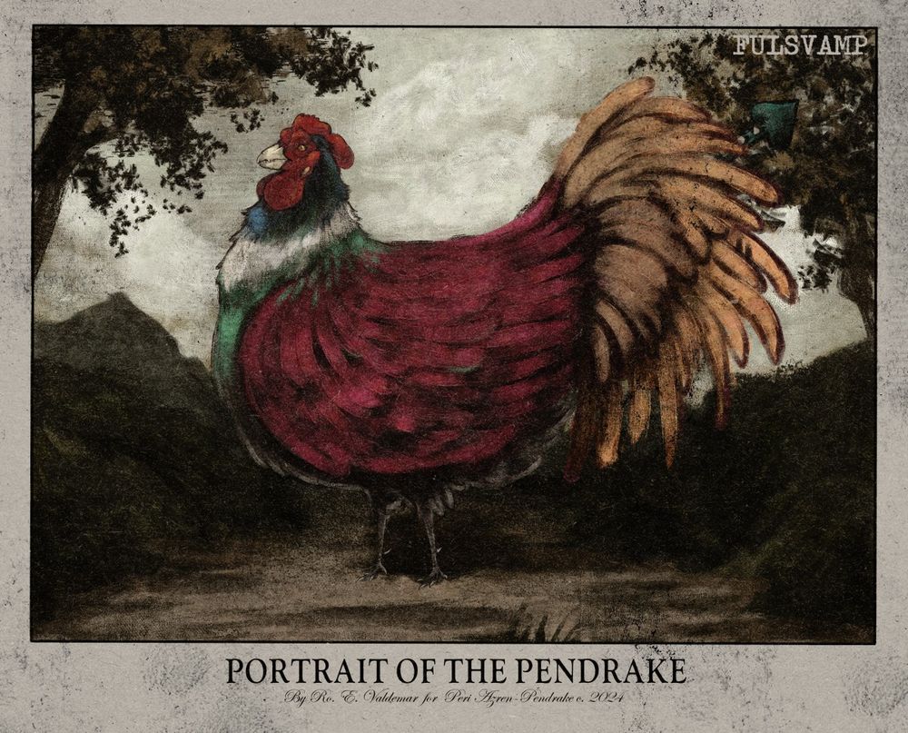 A painting of a cockatrice in the style of a 1800s british livestock painting