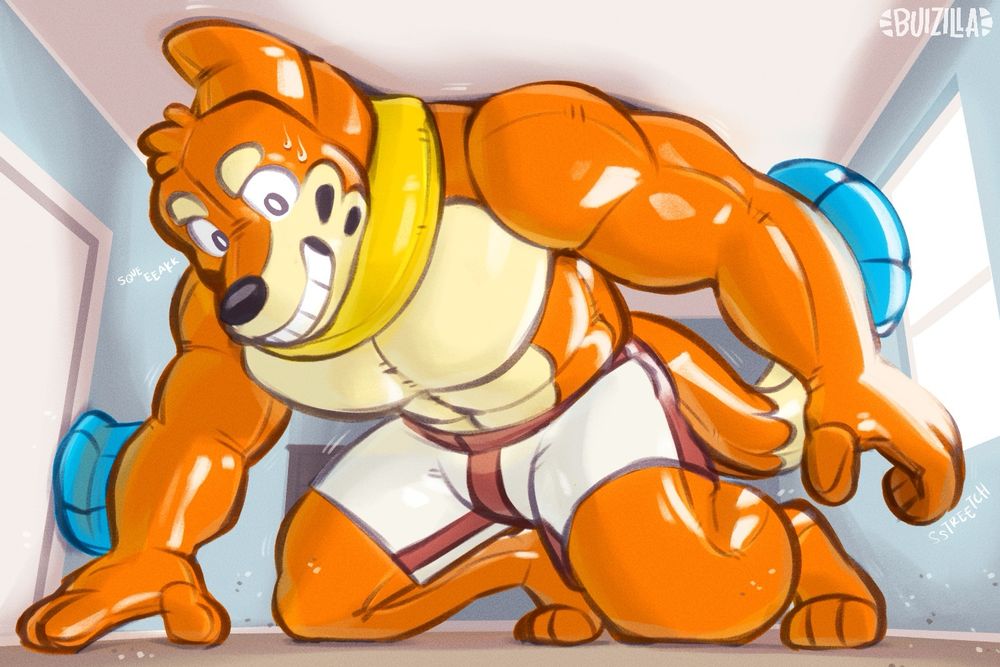 Giant inflatable Buizilla in a room I got lazy to finish—