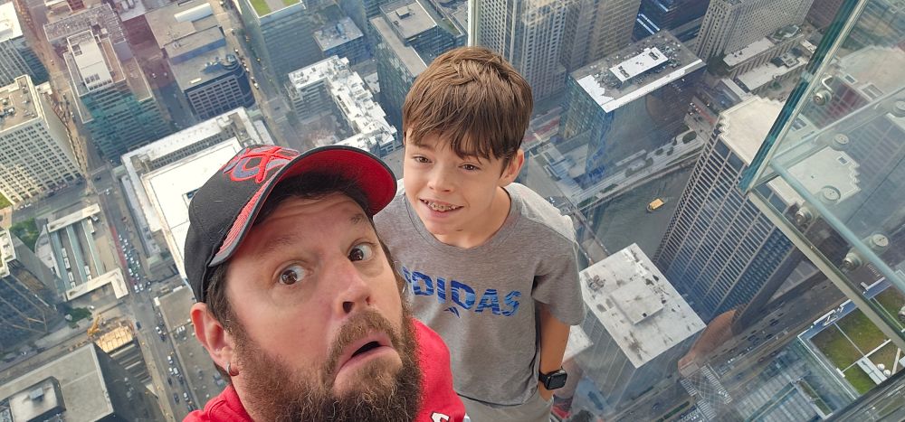 Dad and lad on The Ledge