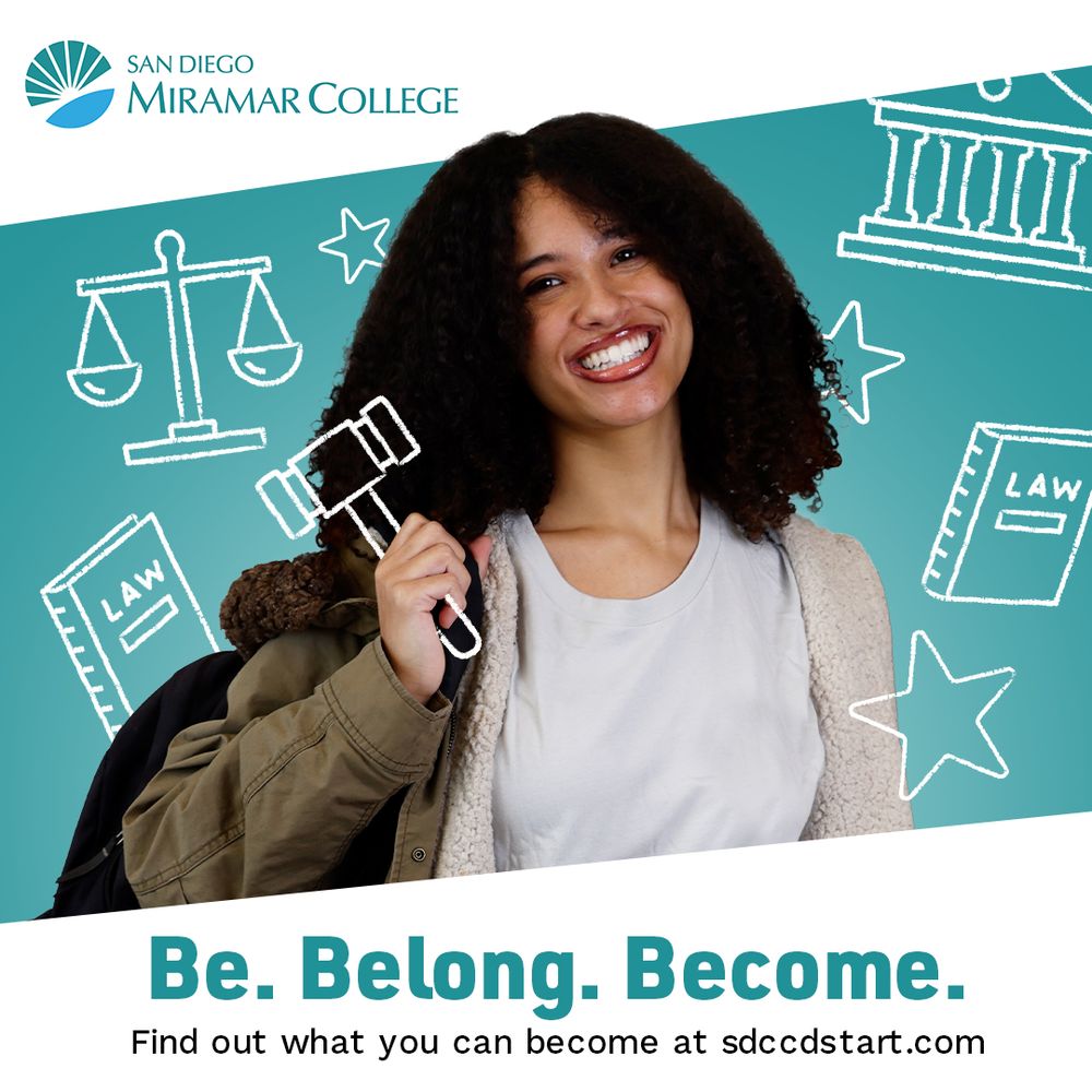 A student surrounded by drawings related to social justice. Text says be belong become