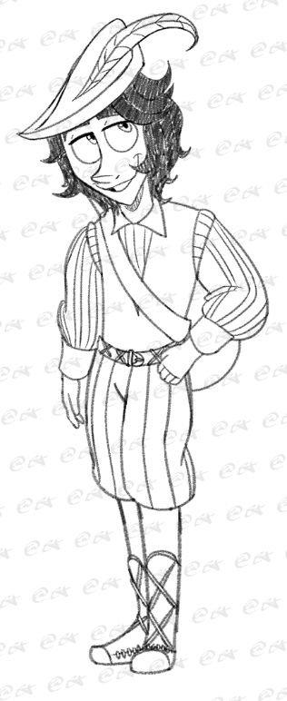 My OC Eric dressed as a bard. The sketch itself is for me so I can use it as a reference