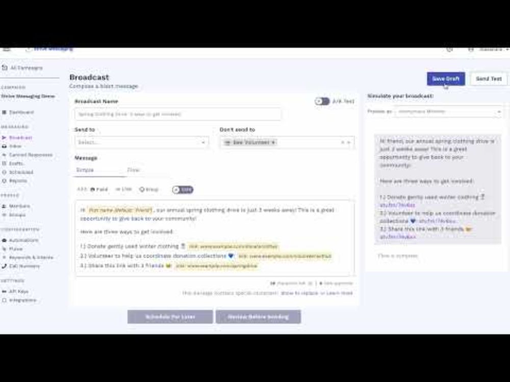 Save a Draft in Strive Messaging
