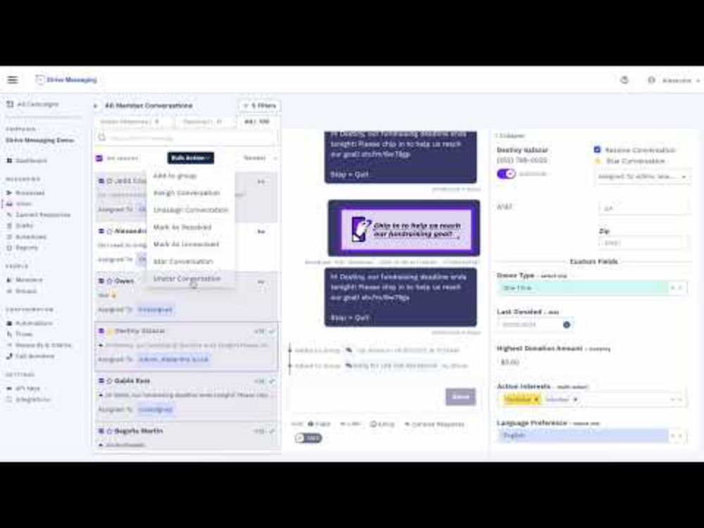 Apply Bulk Updates to Members in the Strive Messaging Inbox