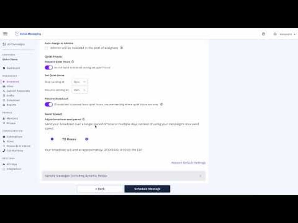 Slow A Broadcast on Strive Messaging