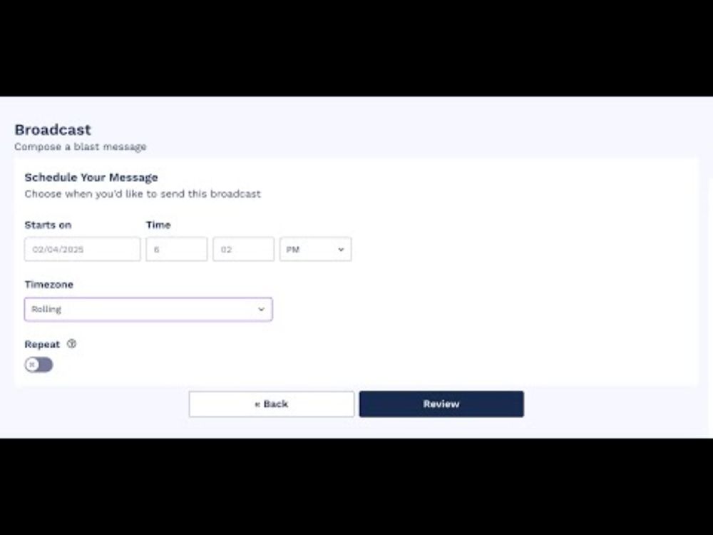 Schedule a Broadcast in Strive Messaging