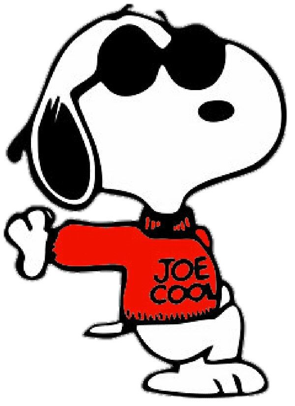 Snoopy von den Peanuts mit Sonnenbrille und Pullover mit der Aufschrift 