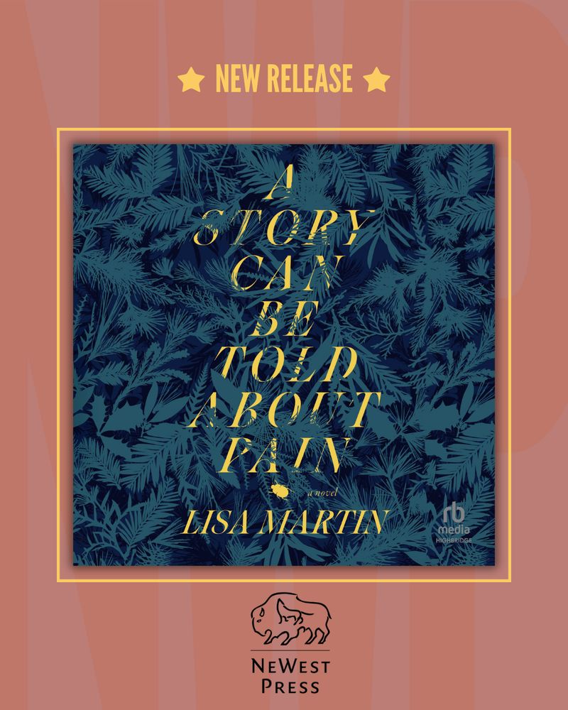 Book Cover: A Story Can Be Told About Pain by Lisa Martin. Blue-grey leaf fronds overlap and cover the background and the tiles. The title and author name is in large, yellow text. A yellow silhouette of a beetle lays between the title and the author name.