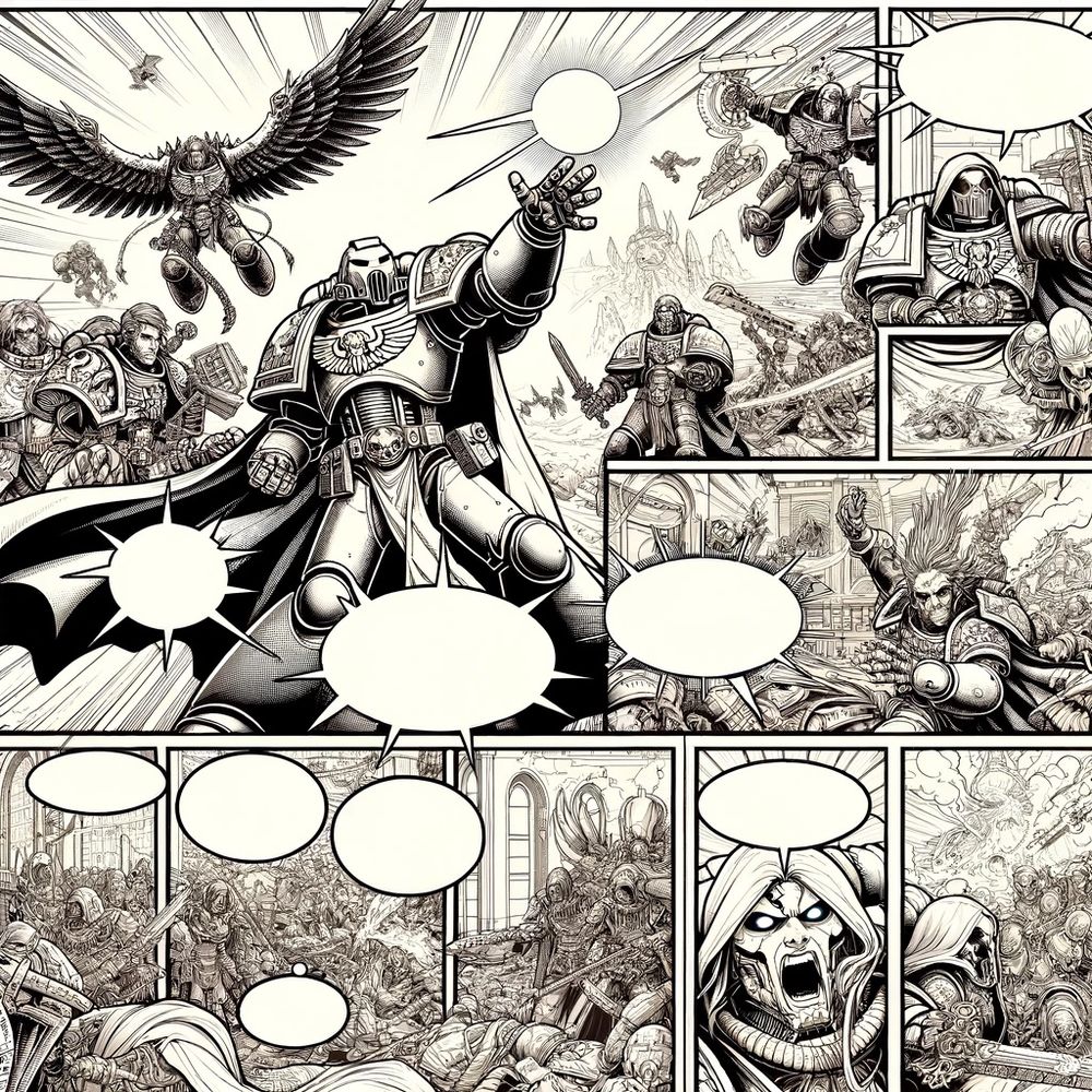 Planche de BD générée par IA avec bulles de texte vides