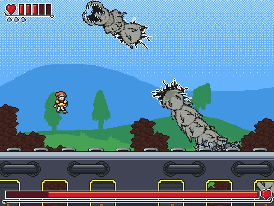 A battle atop a train. A giant worm is travelling through a rift in space, allowing it to seemingly teleport.