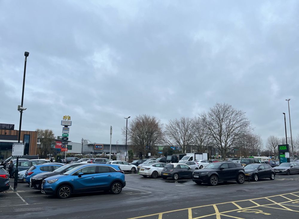Retail park with large carpark 