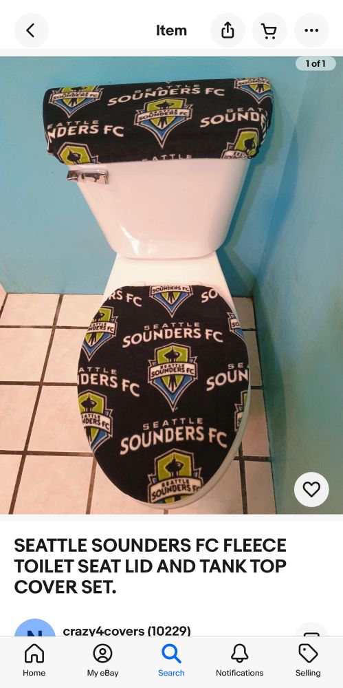 eBay listing for sounders fleece toilet seat lid and tank top cover set