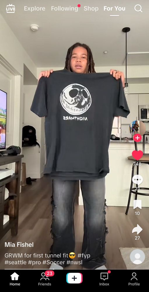 Mia Fishel rocking a jack Skellington t shirt