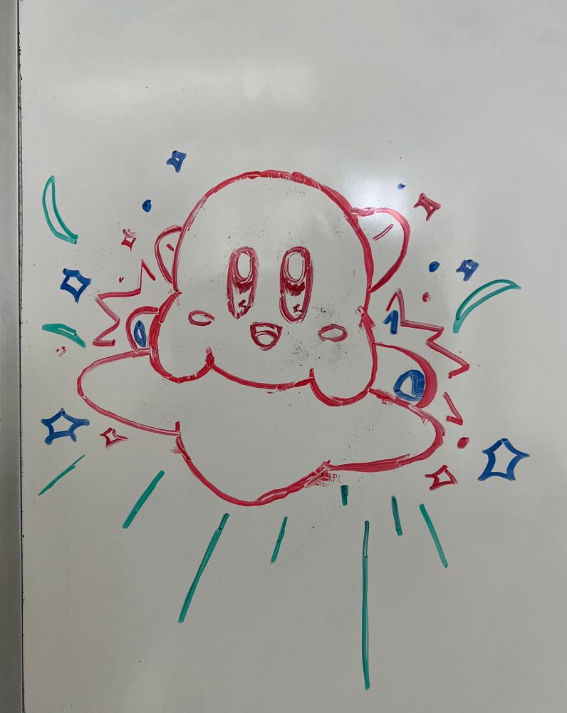 Kirby riding a Warpstar to promote Kirby Air Riders, a game announced in the Nintendo Switch 2 Direct