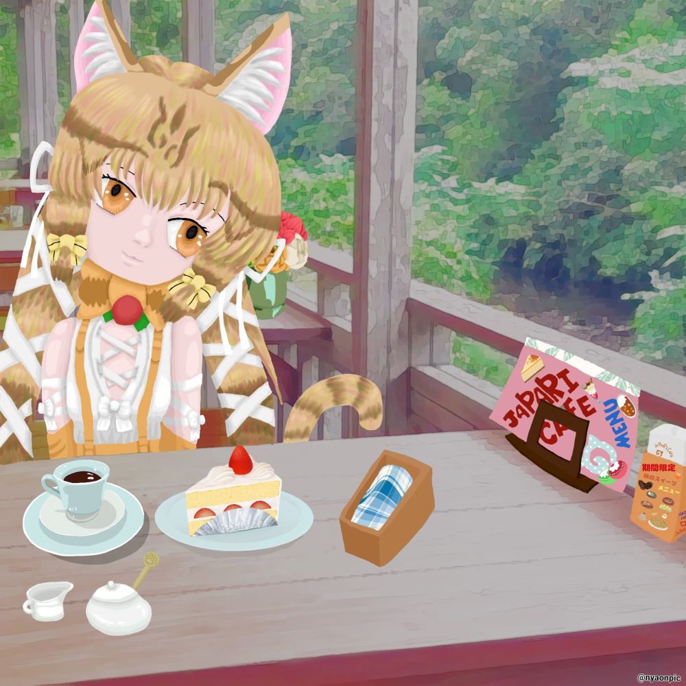 けものフレンズ　けもフレ　けもV　けものフレンズVプロジェクト　ジョフロイネコ　カフェ　ケーキ　コーヒー