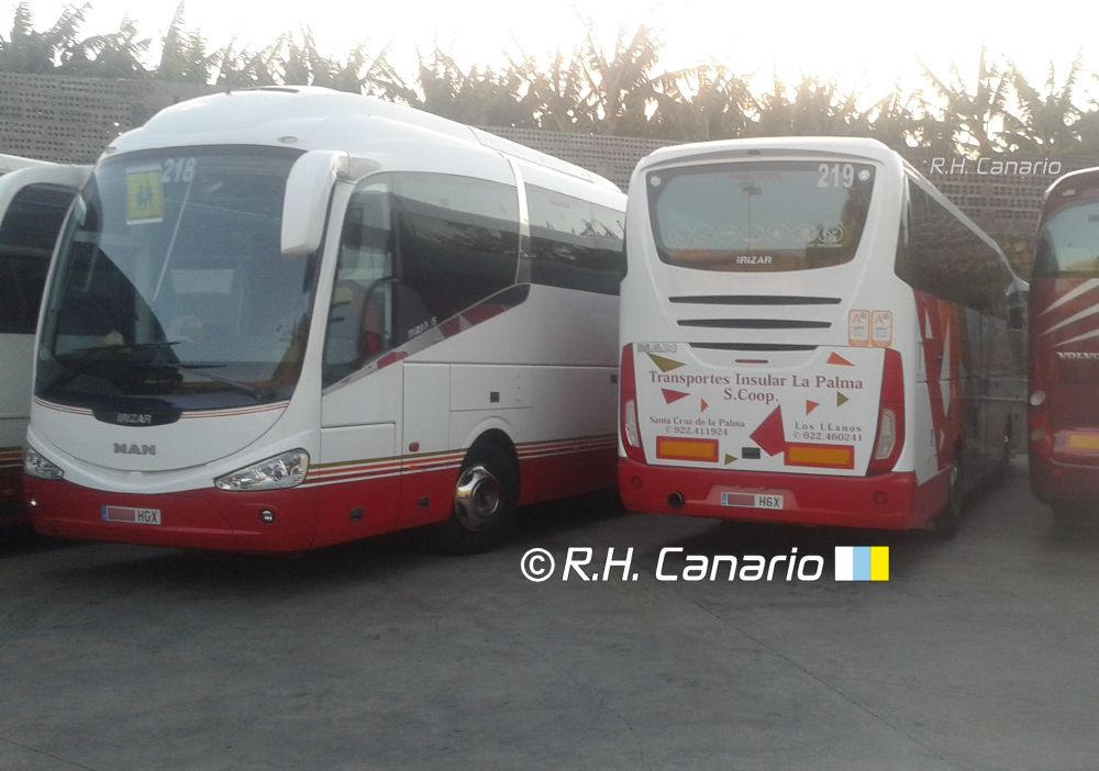Nº 218 & 219 buses of Transportes Insular La Palma x2 2010 Irizar i6 12m x 3,7m MAN