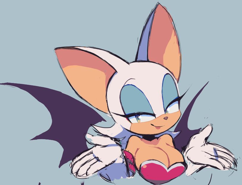 Sketch of Rouge the Bat shrugging smugly