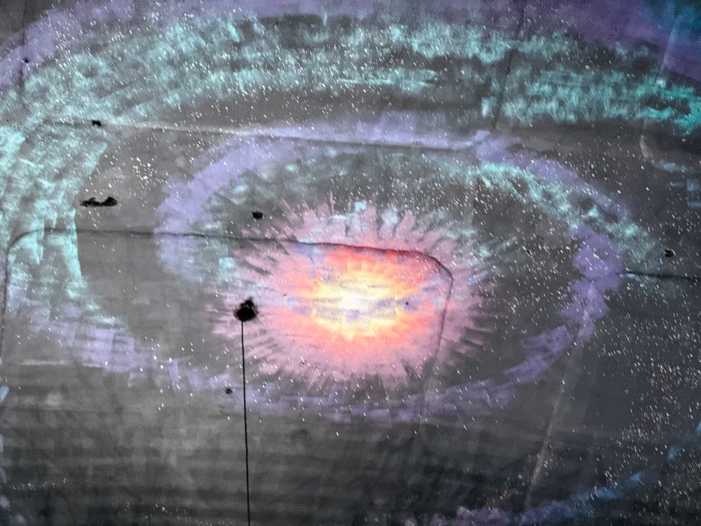 The ceiling at the Aragon Ballroom in Chicago, which looks like a galaxy in space.