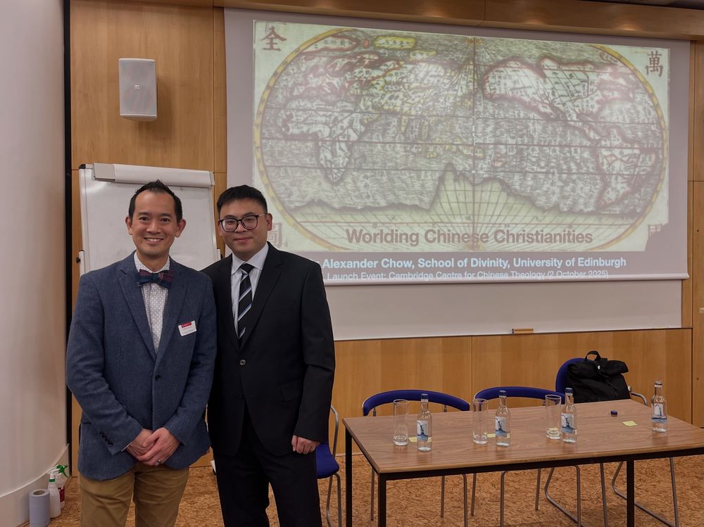 Alexander Chow and Ximian Xu at the launch of the new Cambridge Centre for Chinese Theology 