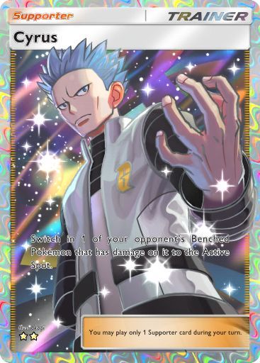 Cyrus -- Switch in 1 of your opponent's Benched Pokémon that has damage on it to the Active Spot.