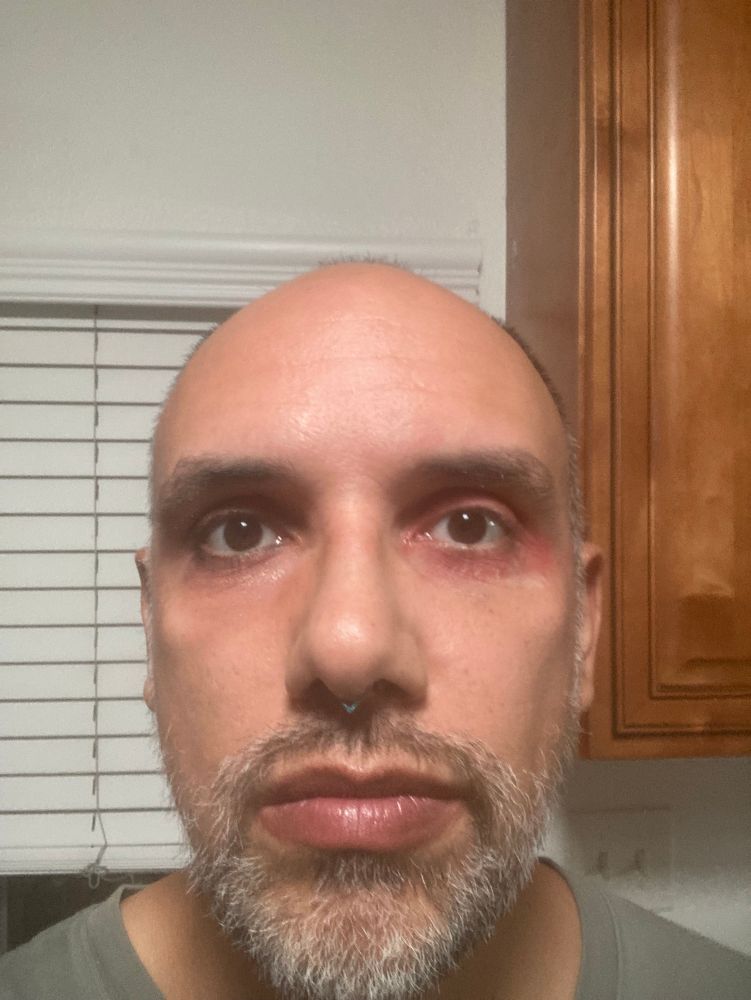 Two versions of eyeshadow, one sparkly, one just red