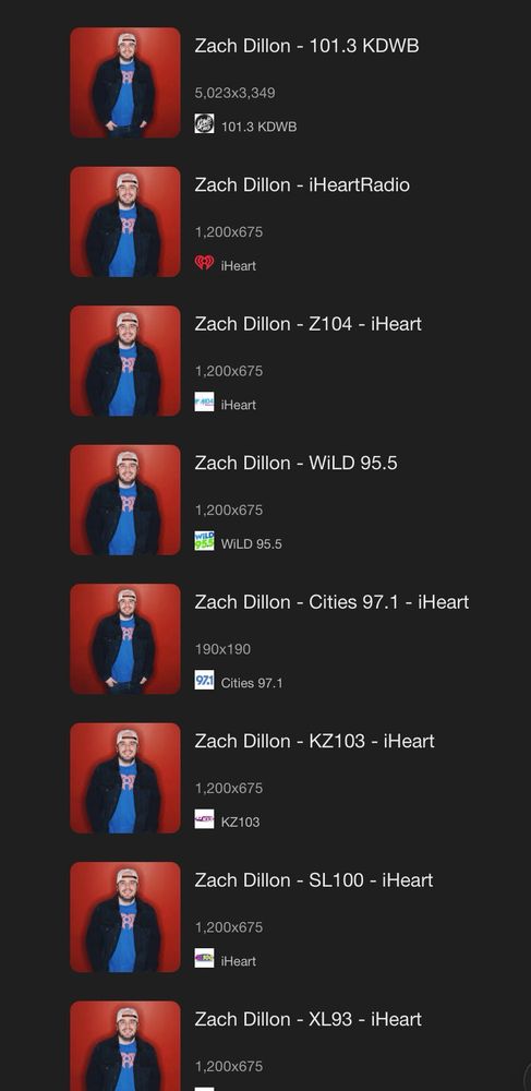 Reverse image search for Zach Dillon, who’s on a bunch of other I Heart stations